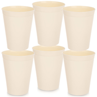 Kubki plastikowe kremowe SANDY 300 ml 6 szt.