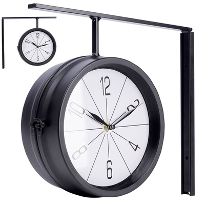 Wall Clock Metal Black Double-Sided 30.5x9.5x28 cm