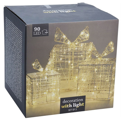 Prezenty świecące 90 LED zewnętrzne 3 szt.