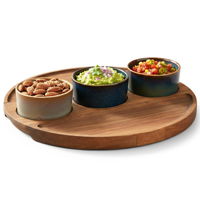 Snack Bowls Ceramic on Tray 4 pcs
