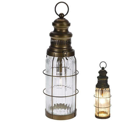 Led Lantern Metal Brown 38 cm