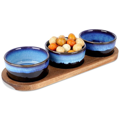 Snack Bowls Ceramic on a Tray 29,5 cm 3 pcs