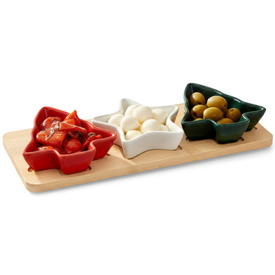 Snack Bowls Porcelain on Tray 4 pcs