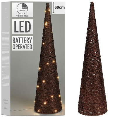 Luminous Christmas Cone Tree Brown 30 LED 58 cm