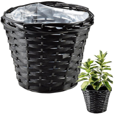 Plant Pot Wicker Black 25x20 cm