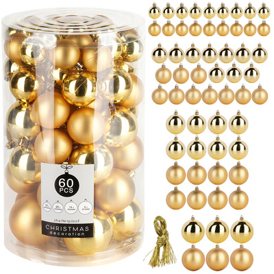 Christmas Baubles Unbreakable Golden 4 / 5 / 6 / 7 cm 60 pcs
