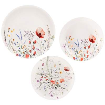 Dinnerware Set Porcelain White POPPY 18 pcs