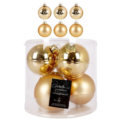 Christmas Baubles Glass Golden 8 cm 6 pcs