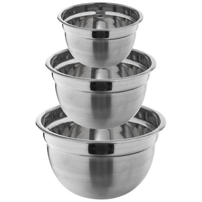 Kitchen Bowl Steel Stainless for Salads 650 ml/ 1.3 l / 2.6 l 3 pcs