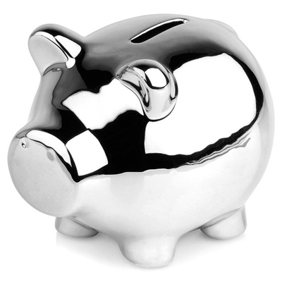 Piggy Bank Ceramic Silver Mirror 11.5 x 9 cm