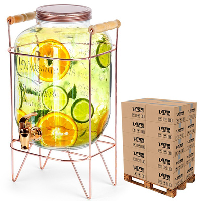 Słój do napojów z kranikiem i stojakiem złotym 5,5 l (paleta 48 szt.)