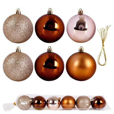 Christmas Baubles Amber Unbreakable 7 cm 6 pcs