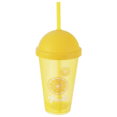 Mug Plastic with Lid and Straw 450 ml