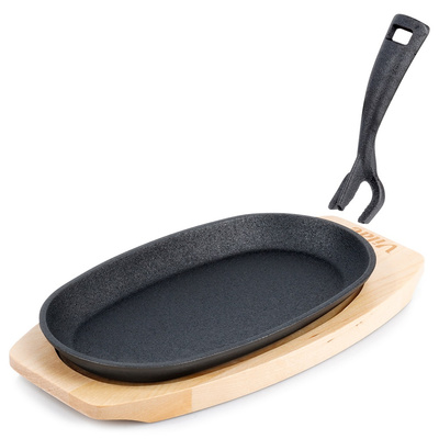 Frying Pan for Serving Cast Iron with Board CAST LINE 24x14 cm 2 pcs