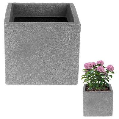 Garden Flower Pot Plastic Gray Square 20x17.5 cm