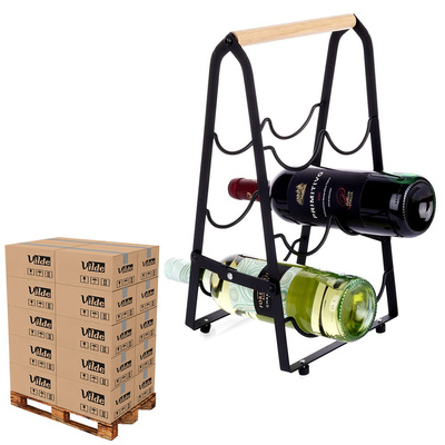 Stojak na wino metalowy czarny 6 butelek 21x38 cm (paleta 320 szt.)