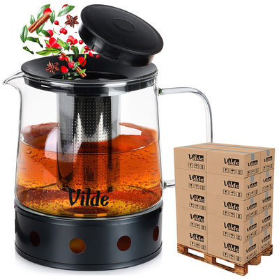 Teapot with Infuser Glass Heat-Resistant With Warmer 1.5 l (pallet of 96 pcs)