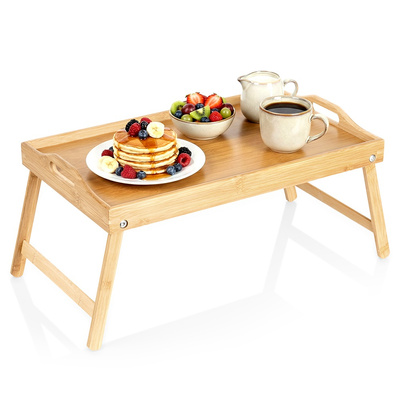 Stolik śniadaniowy bambusowy składany 2w1 50x30x24,5 cm