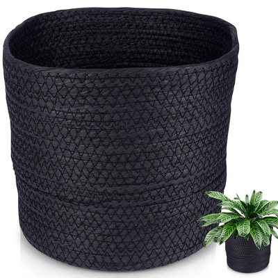 Plant Pot Braided Black 23x22 cm