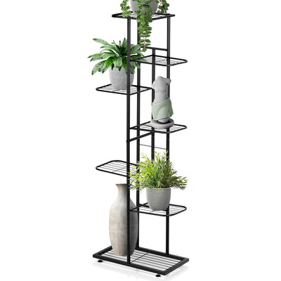 Plant Stand Metal Black 7-Level 138 cm