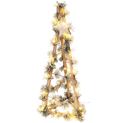 Choinka świecąca stożek drewniana 68 cm