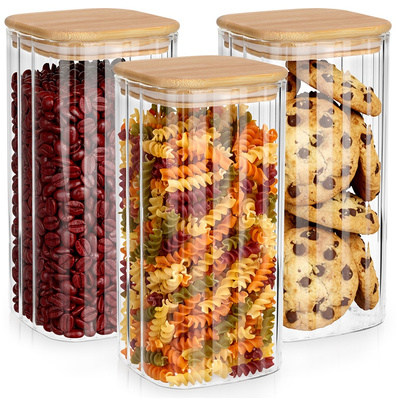 Dry Food Storage Containers Glass with Lid and Gasket 1.6 l 3 pcs