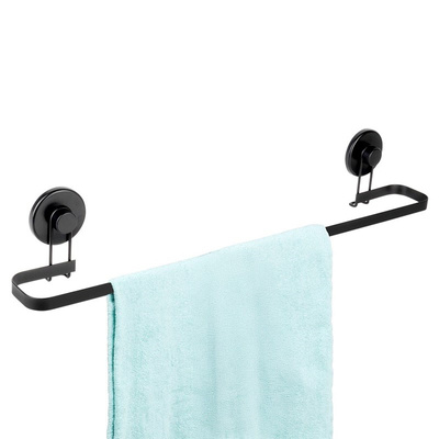 Towel Rail Metal Black on Suction Cups 60x8.5x11 cm