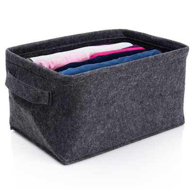 Storage Basket Felt Foldable Black 36x27x20 cm