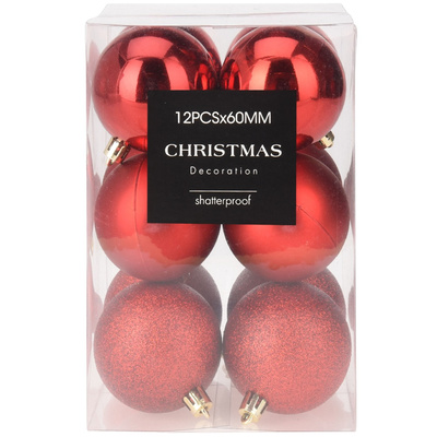 Bombki choinkowe nietłukące czerwone 6 cm 12 szt.
