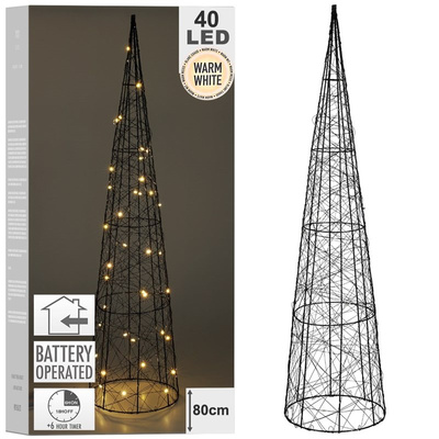 Luminous Christmas Cone Tree Black 40 LED 80 cm