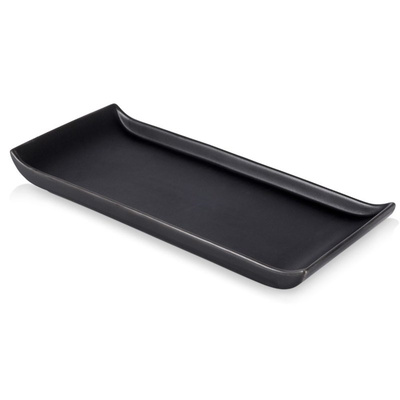 Snack Platter Ceramic Black 28.5x12 cm