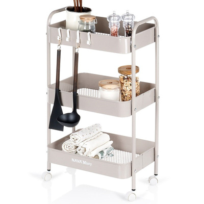 Storage Trolley Metal Beige 3-Level MISTY