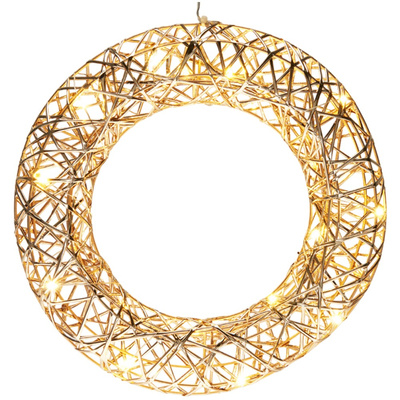 Wianek świąteczny świecący złoty 20 LED 30 cm