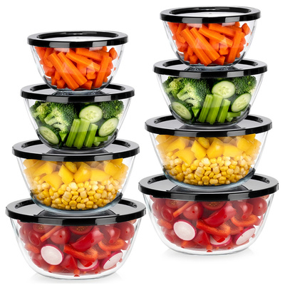 Bowl Glass with Lid 750 ml / 1 l / 1.5 l / 2 l 8 pcs
