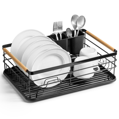 Dish Drainer Rack Black 43x32x14.5 cm