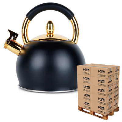 Whistling Kettle Steel Black Golden 3 l (pallet of 96 pcs)
