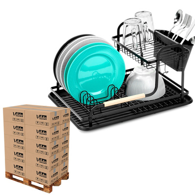 Dish Drainer Rack Black 2-Level 48.5x32x23.5 cm (pallet of 96 pcs)