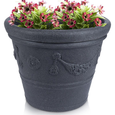 Garden Flower Pot Plastic Gray Round 38x33 cm