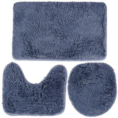 Bath Mat Set Navy Blue 3 pcs