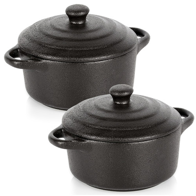 Ramekins Porcelain with Lid 300 ml 2 pcs