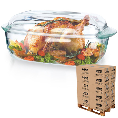 Casserole Dish with Lid Glass 3+1.5 l (pallet of 72 pcs)