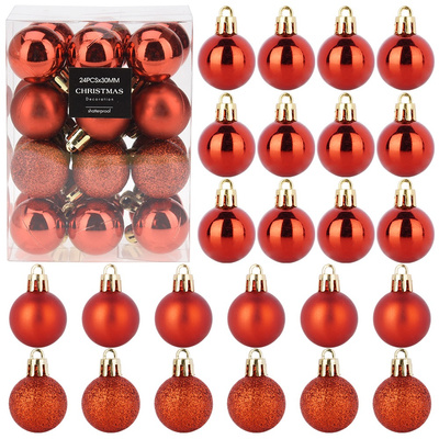 Christmas Baubles Unbreakable Red 3 cm 24 pcs