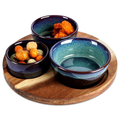 Snack Bowls Ceramic on Tray 20 cm 4 pcs