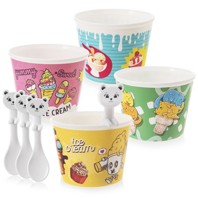 Ice Cream Bowls with Spoons 4 pcs