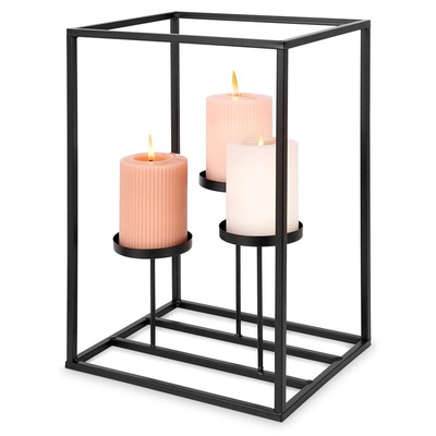 Candle Holder Metal Black for 3 Candles 24x20x36 cm