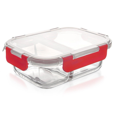 Food Container Glass with Lid and Gasket Divided 950 ml