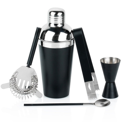 Cocktail Shaker Set Steel Black 5 pcs