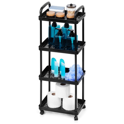 Storage Trolley Black 4-Level 30x21x86 cm