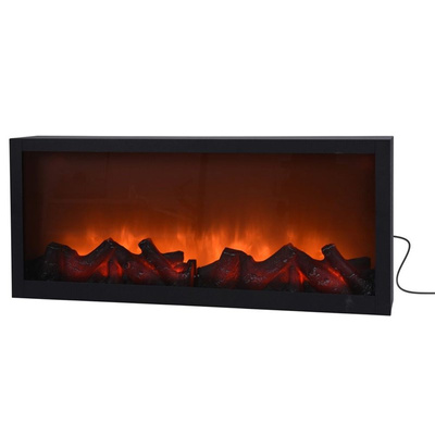 Kominek elektryczny LED metalowy czarny 57x25 cm