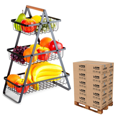 Fruit Basket Metal Black 3-Level (pallet of 160 pcs)